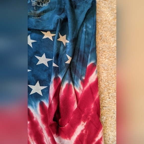 Liquid Blue American Flag Tie-dyed Tank Top USA Patriotic Large - Picture 3 of 4